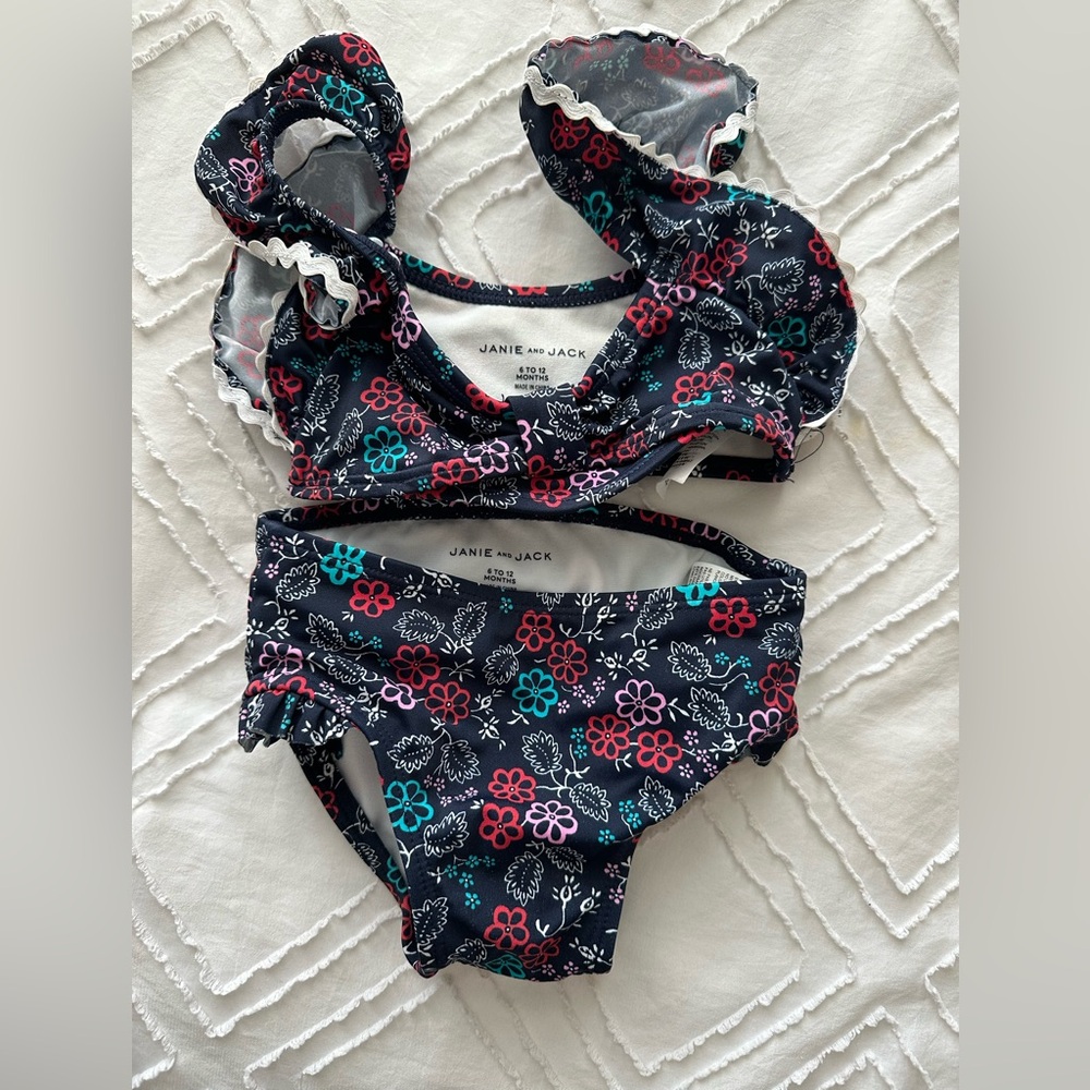 Janie and Jack Navy Floral Swimsuit